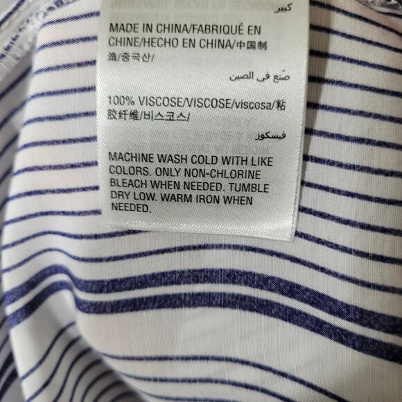 NWT INC International Concepts Women's Blue White Stripe Button-Up Shirt Size L - Picture 9 of 10